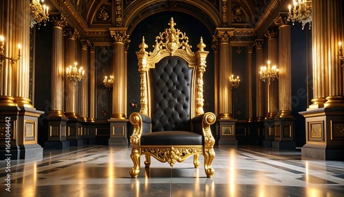 Luxurious golden throne room