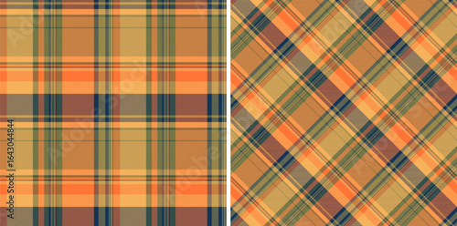 Background seamless plaid of tartan fabric textile with a texture vector pattern check. Set in stylish colors for latest fashion trends.