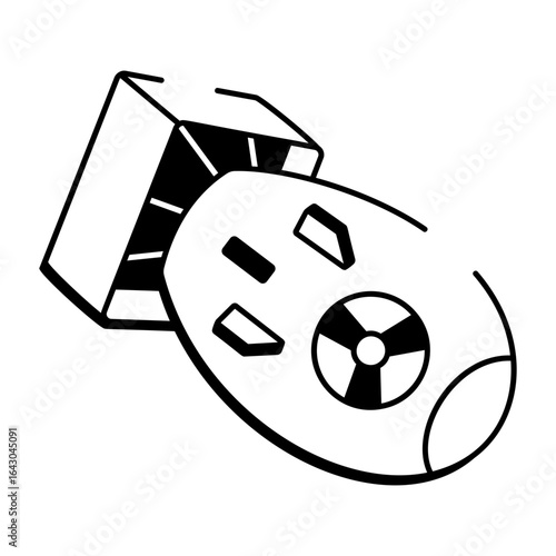 Hand drawn style icon showing atomic bomb explosive device