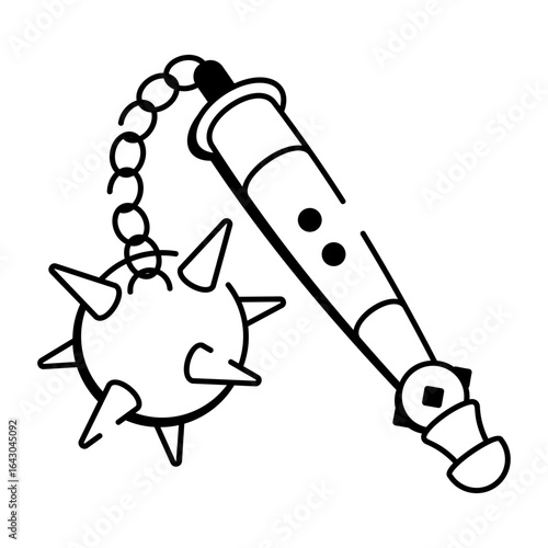 Doodle style icon showing a flail weapon 
