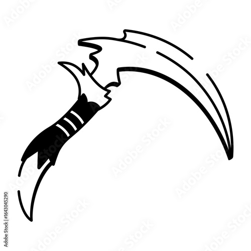 A doodle style icon showing sickle weapon
