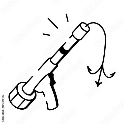 A hand drawn style icon showing harpoon gun
