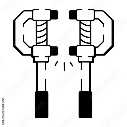 A drawing style icon depicting clamps