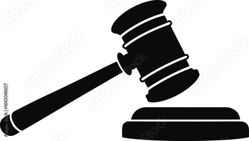 Judge Gavel Silhouette. Law and Justice Hammer Vector Icon.