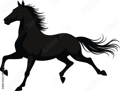 Walking horse silhouette elegant profile
