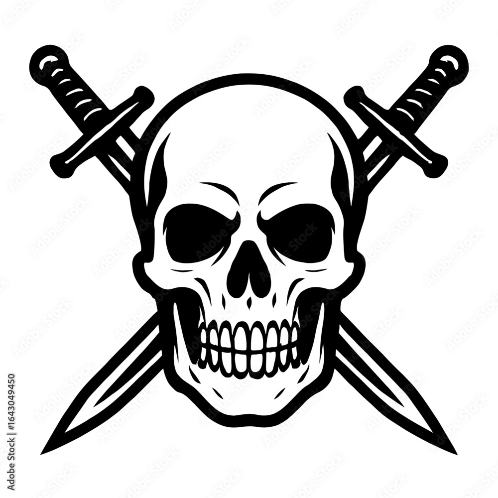 A Skull with Crossed Swords for a Pirate or Halloween Design A Skull with Crossed Swords for a Pirate or Halloween Design