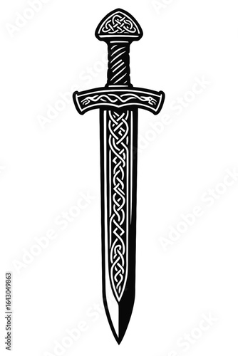 Ancient Celtic Sword with Intricate Knotwork Pattern