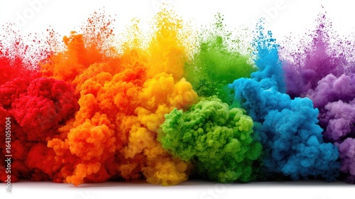 Colorful powder explosion on white background