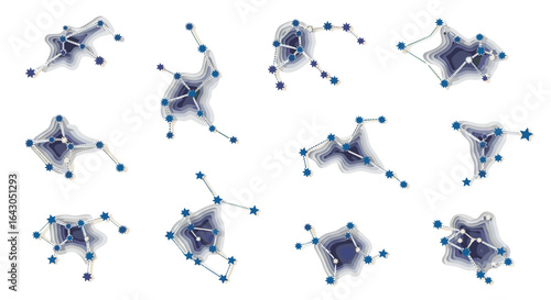 Abstract geometric pattern with varied shapes in pastel shades