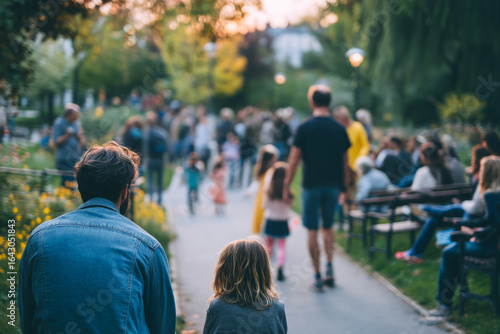 Wallpaper Mural Afternoon in a city park with people walking and children playing. Young leaders host a public meeting to gather community ideas Torontodigital.ca