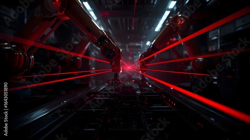 Futuristic Robots Working in Unmanned Dark Factory 










