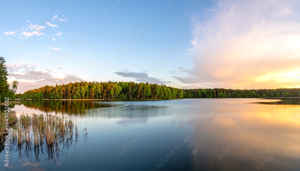 Fototapeta premium Lake sunset panorama