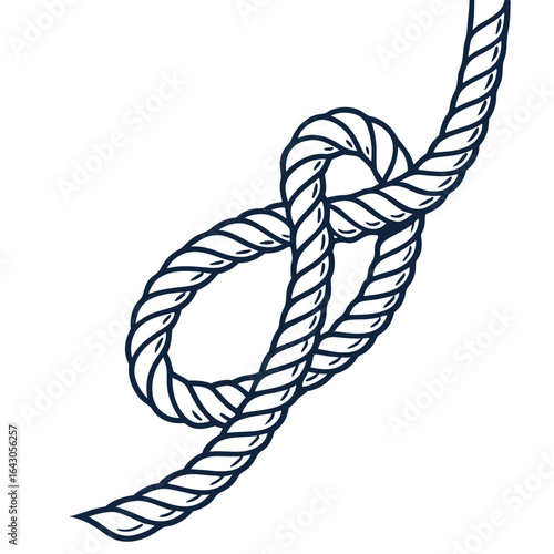 Detailed illustration of a nautical knot tied with thick rope on a white background