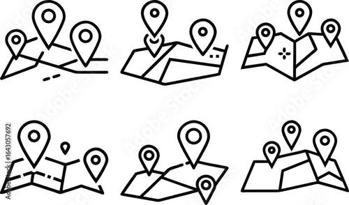 Location Pins Map Navigation GPS Route Planner App Icon Set