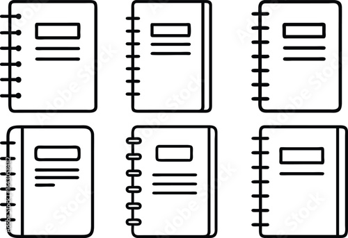 Spiral Notebook Icons Set Planning Organization Education Business