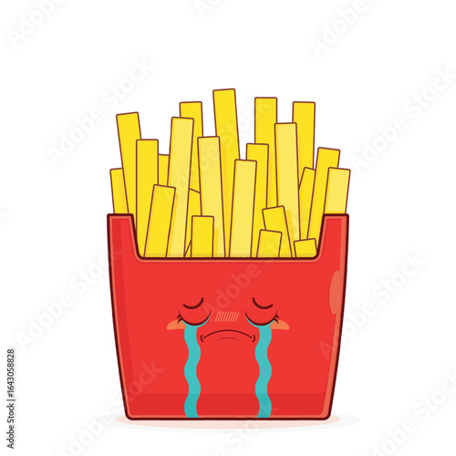 fries potatoes crying face cartoon cute