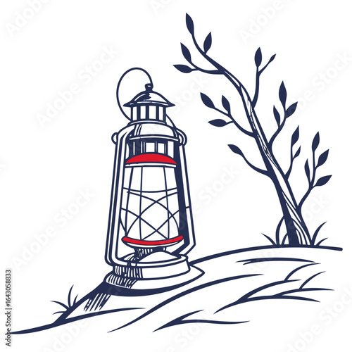 A classic black and white line drawing of a pirate flag with a skull and crossbones waving on a pole