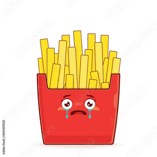 fries potatoes scared face cartoon cute