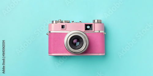 retro camera on a pink background