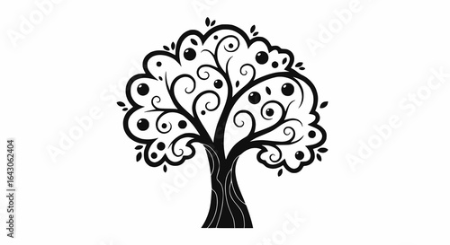 Stylized Olive Tree: Ornamental Vector Illustration