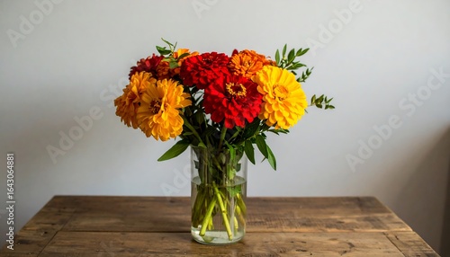 Wallpaper Mural Vibrant autumn flowers in a clear vase Torontodigital.ca