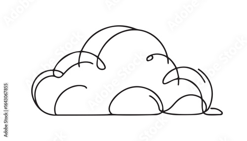 Continuous one single minimal line drawing cloud