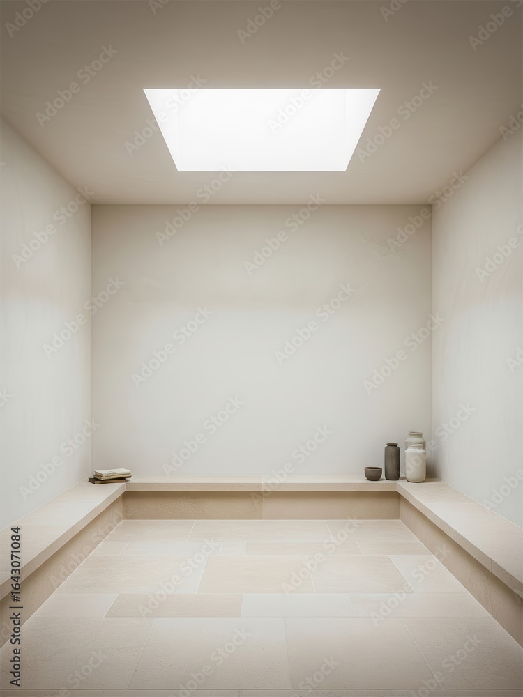 Fototapeta premium Empty minimalist modern room with natural light and elegant decor