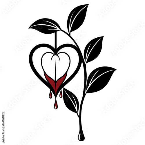 Vector art of bleeding heart flower isolated on white background