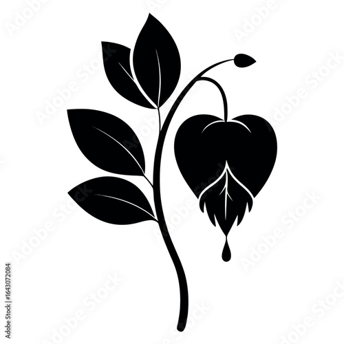 Vector art of bleeding heart flower silhouette isolated on white background