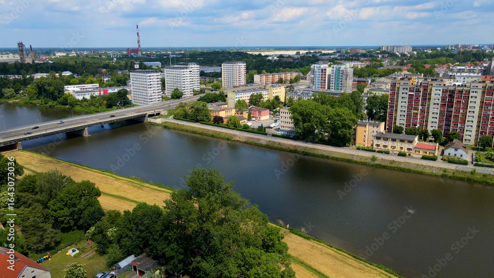Obraz premium city ​​architecture europe drone flyover old town Opole Poland