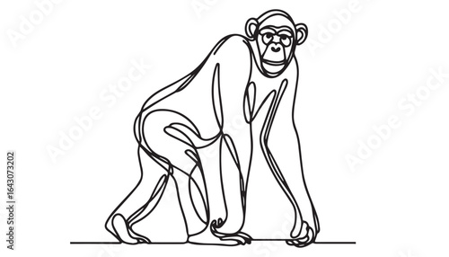 Continuous one single minimal line drawing Mountain gorilla