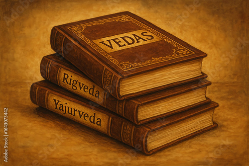 Vedas Scriptures on Aged Parchment