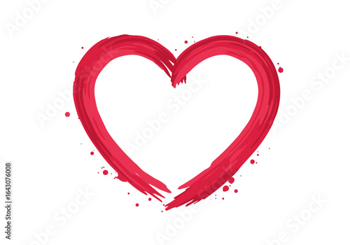 Hand-painted Red Heart Shape Outline with Splashes.