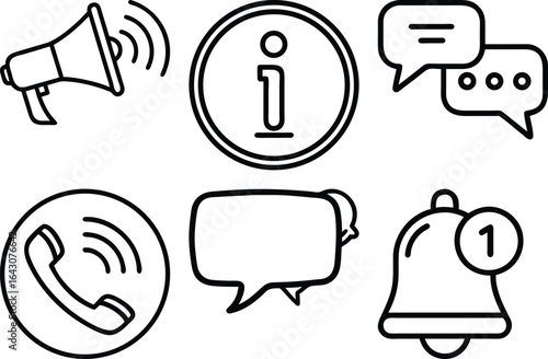 Communication Icons Set Modern App UI Design Elements