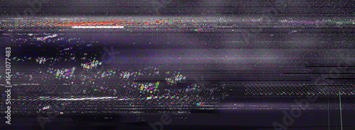 Pixel glitch texture with digital distortion effect - horizontal scan lines and corrupted data patterns for retro gaming bg. Abstract noise interference with chromatic aberration for cyberpunk design