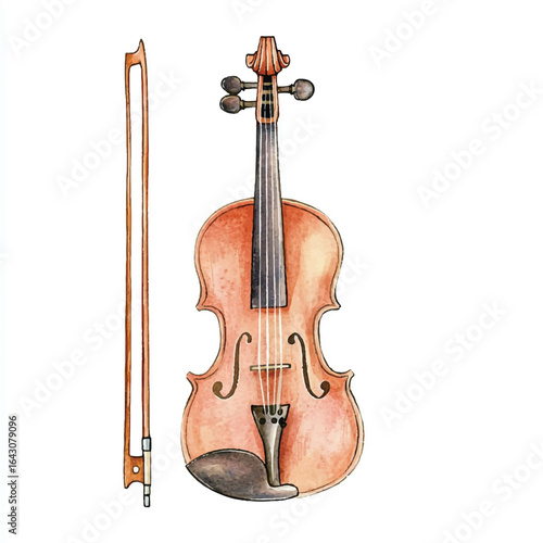 a cute classic violin with bow