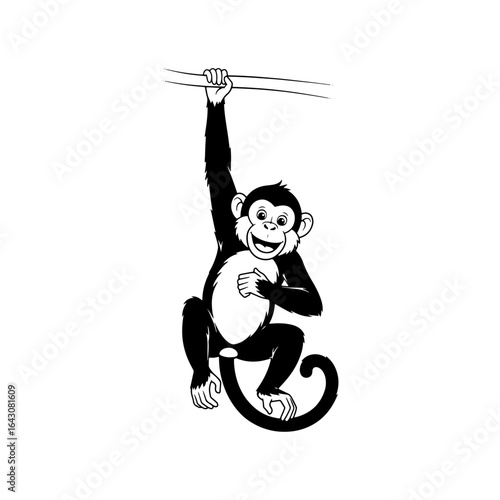 The artistic form of the monkey, which captures the tenacity and natural beauty of its wild life in black and white lines.