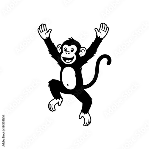 The artistic form of the monkey, which captures the tenacity and natural beauty of its wild life in black and white lines.