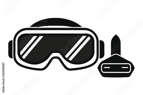 Black and white VR headset and controller shown on a white background appear