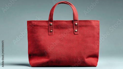 Red Collapsible Shopping Bag Folded on White Background