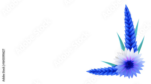 Beautiful blue and white floral design featuring stylized flowers and leaves, perfect for backgrounds or decorative elements in various projects