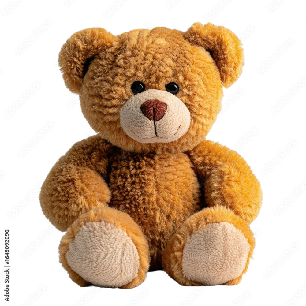 Obraz premium Adorable brown teddy bear sitting, plush toy, soft fur. background removed