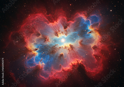 Wallpaper Mural Cosmic Nebula: Red and Blue Celestial Clouds Torontodigital.ca