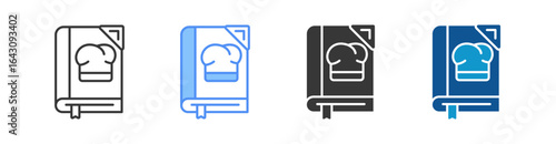 Cook Book Icon Set Multiple Style Collection