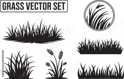 Elegant black grass silhouettes for natural design projects