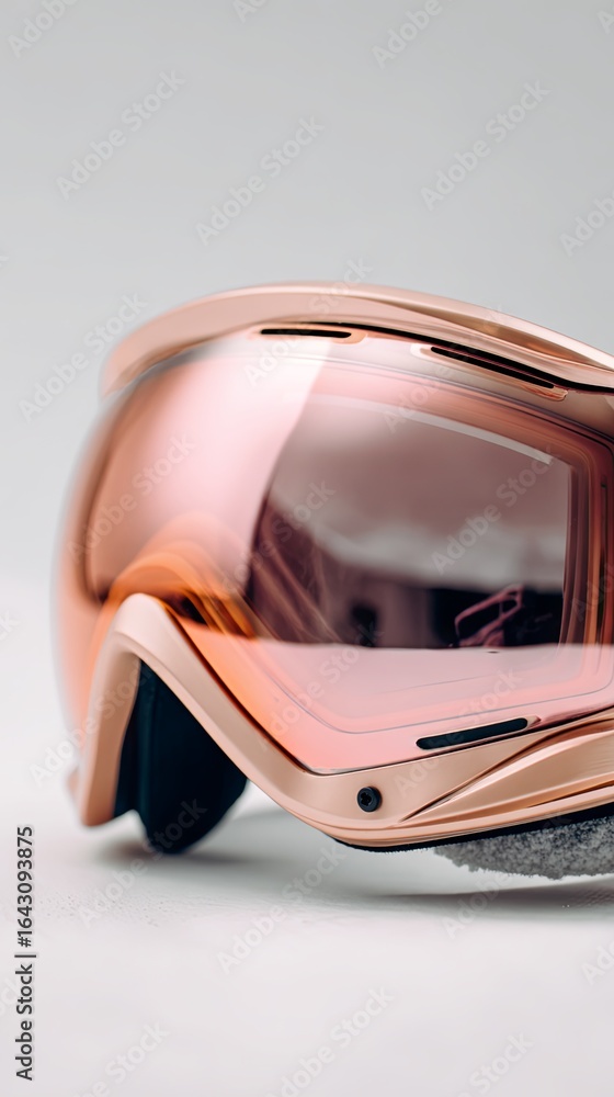 Fototapeta premium Stylish Copper Ski Goggles on White Background