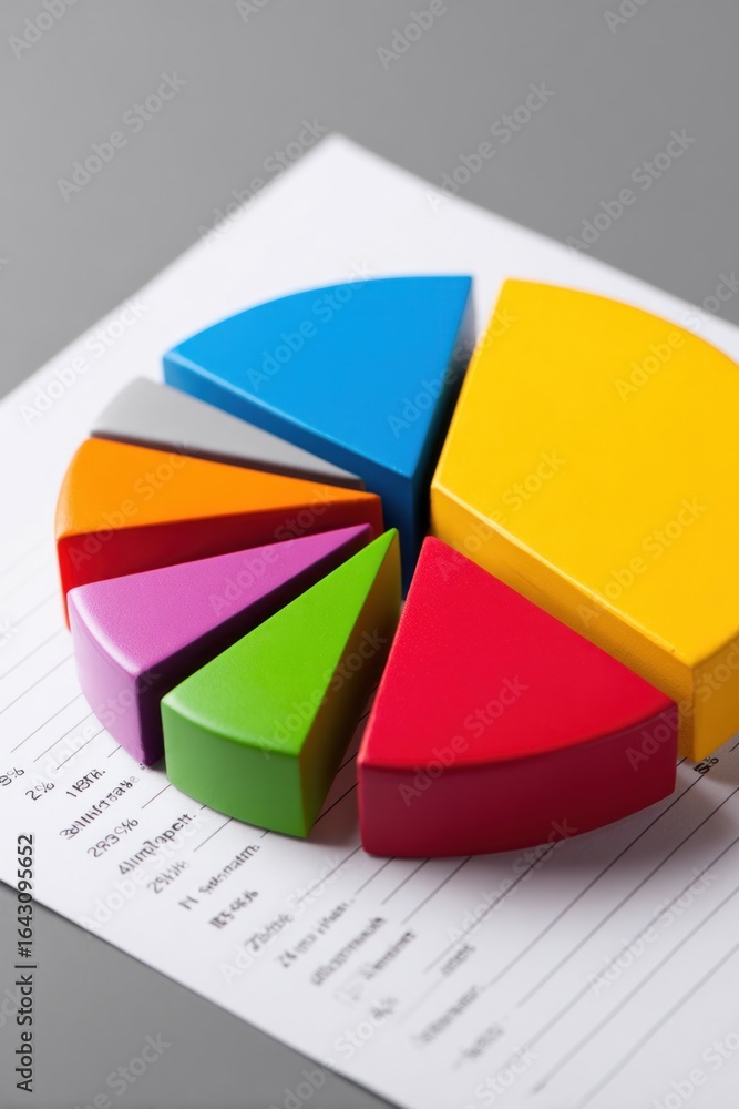 Fototapeta premium Colorful pie chart representing market share on financial report