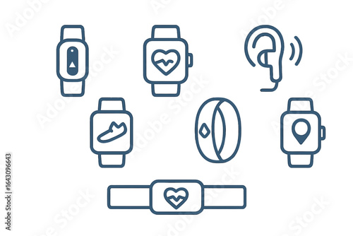 Technology devices showcasing a variety of smart wearables for health tracking and activity monitoring