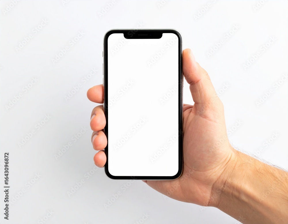 Hand using a smartphone on a white background. Hand using a smartphone on a white background.