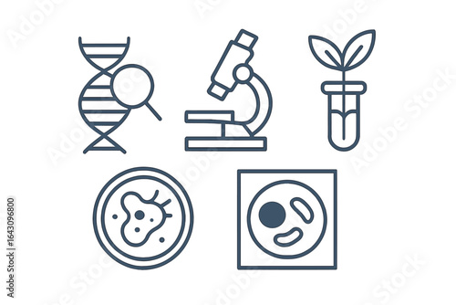 Scientific exploration of microbiology and genetics in a laboratory setting with various tools and samples